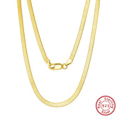 Solid Sterling Silver Snake Bone Necklace, 3mm thickness, available in lengths from 16" to 24", chic and minimalist design.